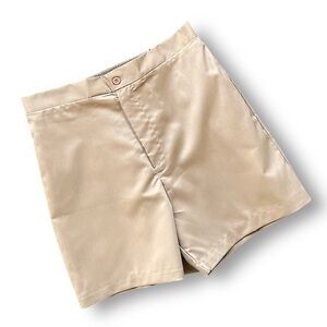 Beige Women's High-Rise Satin Shorts